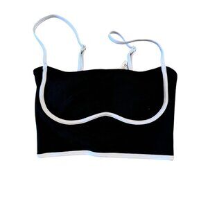 ALO Yoga Airbrush Streamlined Black White Bra Tank Top Women's Size X-Small XS